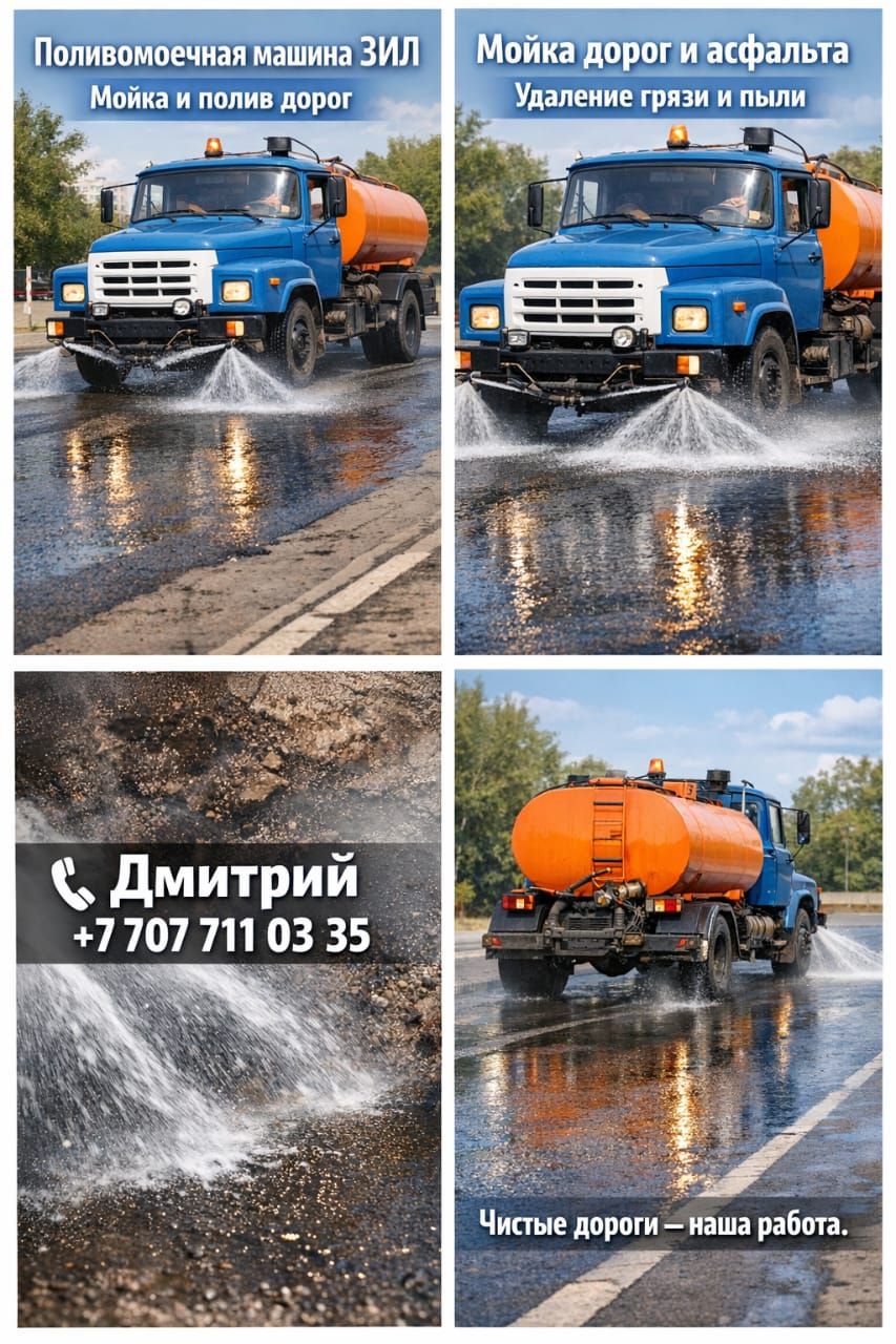 Зил водовоз с щёткой — аренда в Алматы
